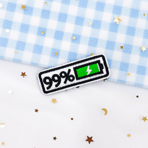 Trendy brand clothing embroidery stickers, personalized shoes and hats decoration with Velcro cloth stickers, 99% 1% battery embroidery stickers
