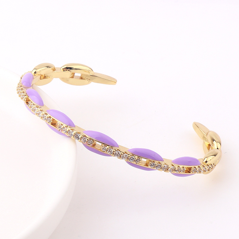 Fashion Geometric Copper Bracelets Stoving Varnish Zircon Copper Bracelets