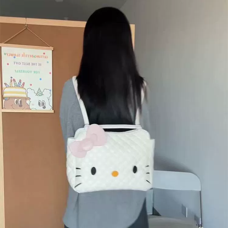 Universal backpack, capacious one-shoulder bag with diamond pattern, bag strap