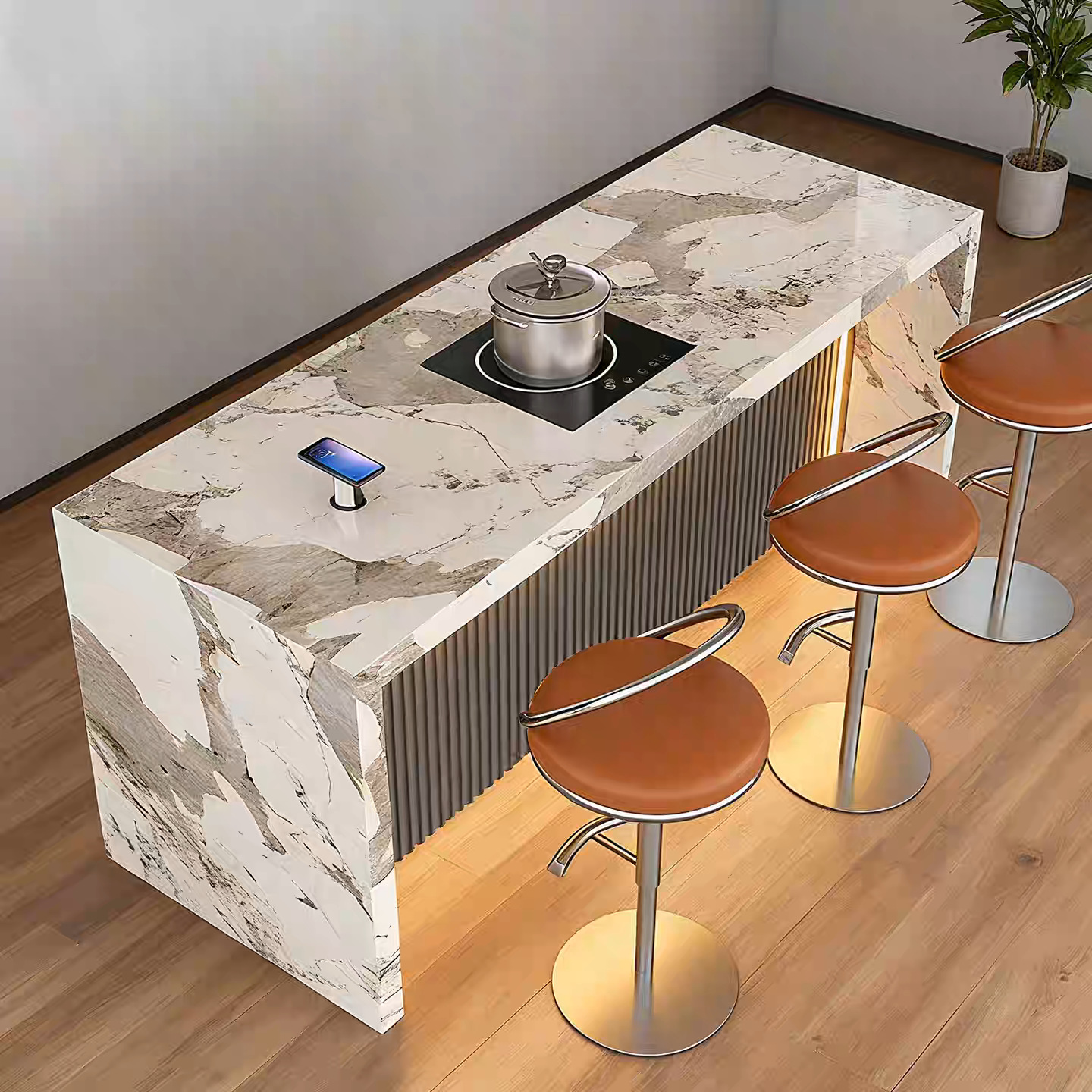 Flush Kitchen Island Home Slate Bar Table 2025 New Accessible Luxury High-End Island Table Integrated