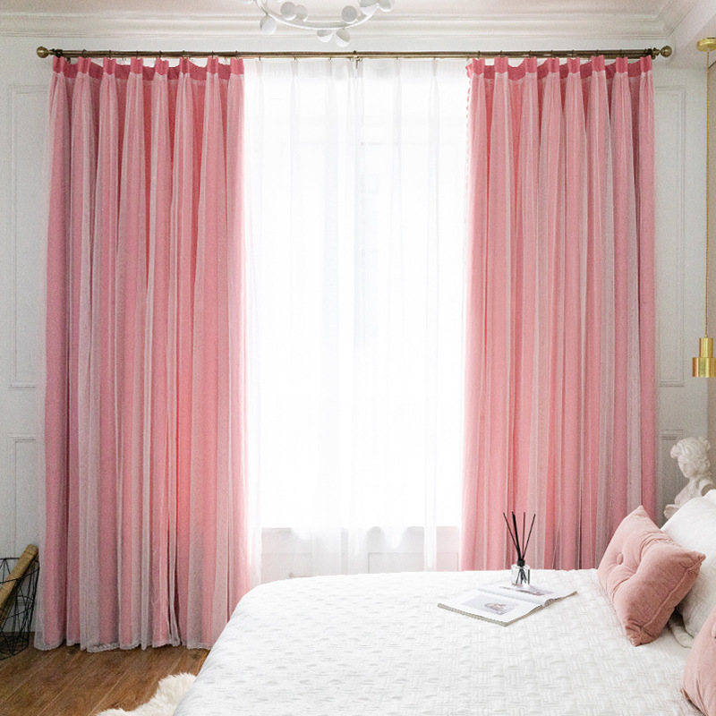 Internet celebridad cortina de sombreado hueco estrella dormitorio Punch-libre ins doble capa de luz de lujo ventana de la Bahía de cielo estrellado paño producto terminado al por mayor