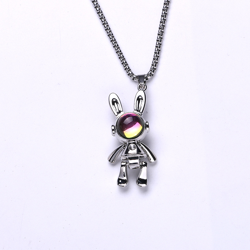 Movable Mechanical Rabbit Necklace Male Hip Hop Fashion Accessory Female Niche Design Sense Instagram Couple Sweater Hoodie Chain_voghion.com