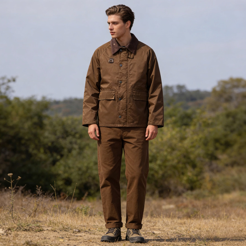 OKONKWO Hunting Oil Wax Jacket Windbreaker SPEY Fishing Short Jacket Flying Life 2 Zhang Yizhou Same