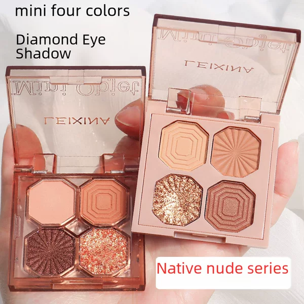 Douyin Live Broadcast Popular Welfare Eyeshadow Palette Four-Color Gemstone Eyeshadow Matte Pearlescent Sequin with Glitter Earth Color for Students
