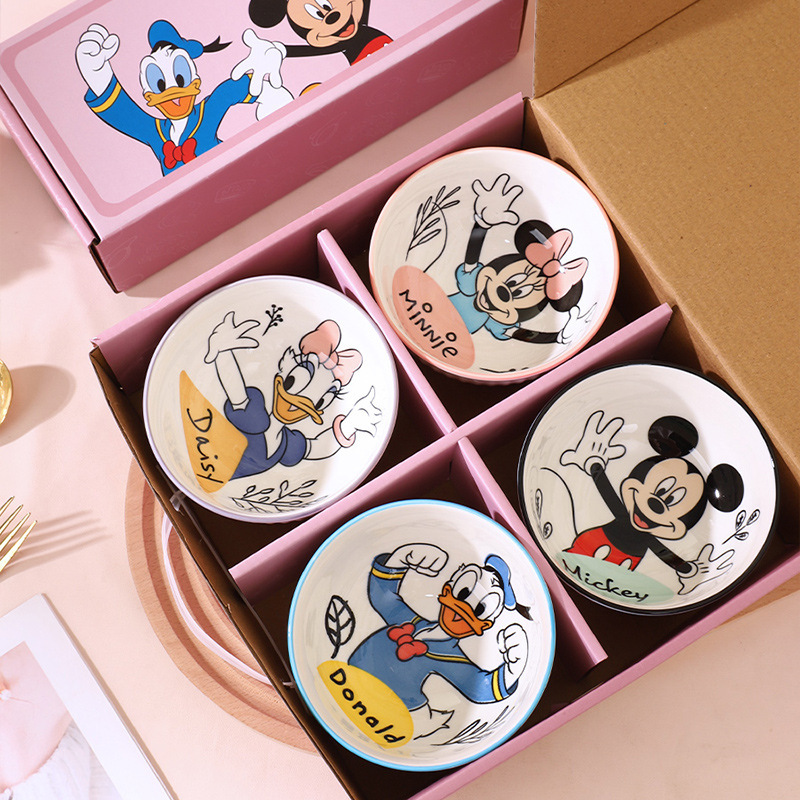 Co-Branded Mickey Mickey Mouse Minnie Donald Duck Rice Bowl Small Dish Plate Cartoon Household Ceramic Tableware