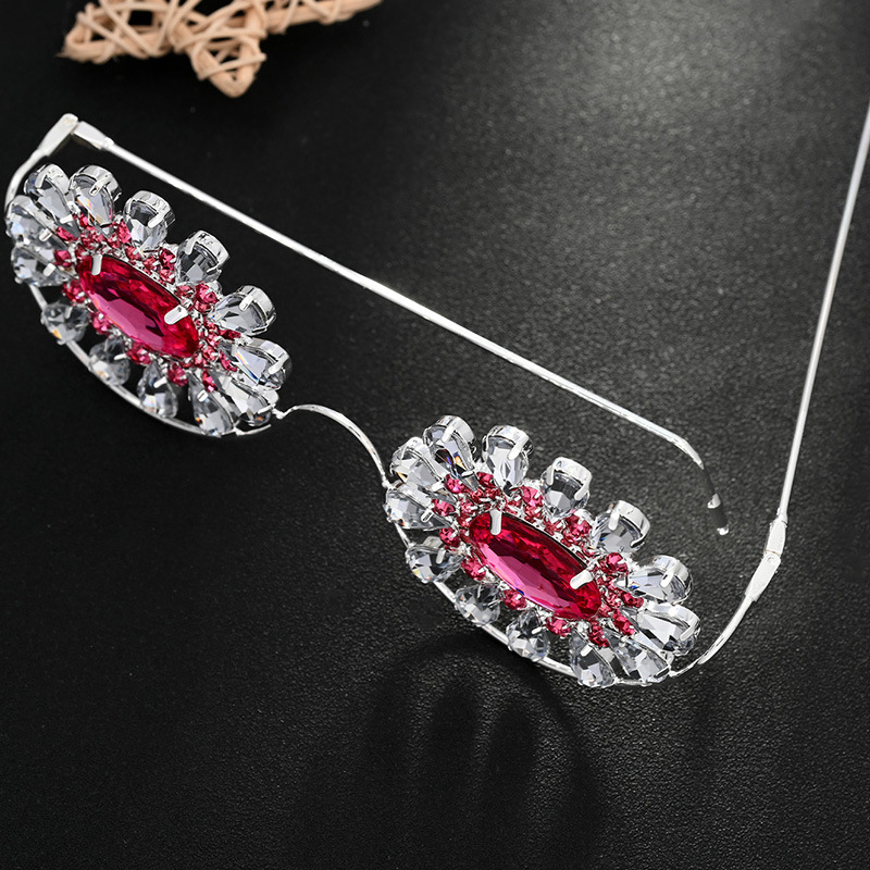 Aliexpress nuevo marco de gafas redondas exagerado diamante sin lentes accesorios hip-hop marco de gafas