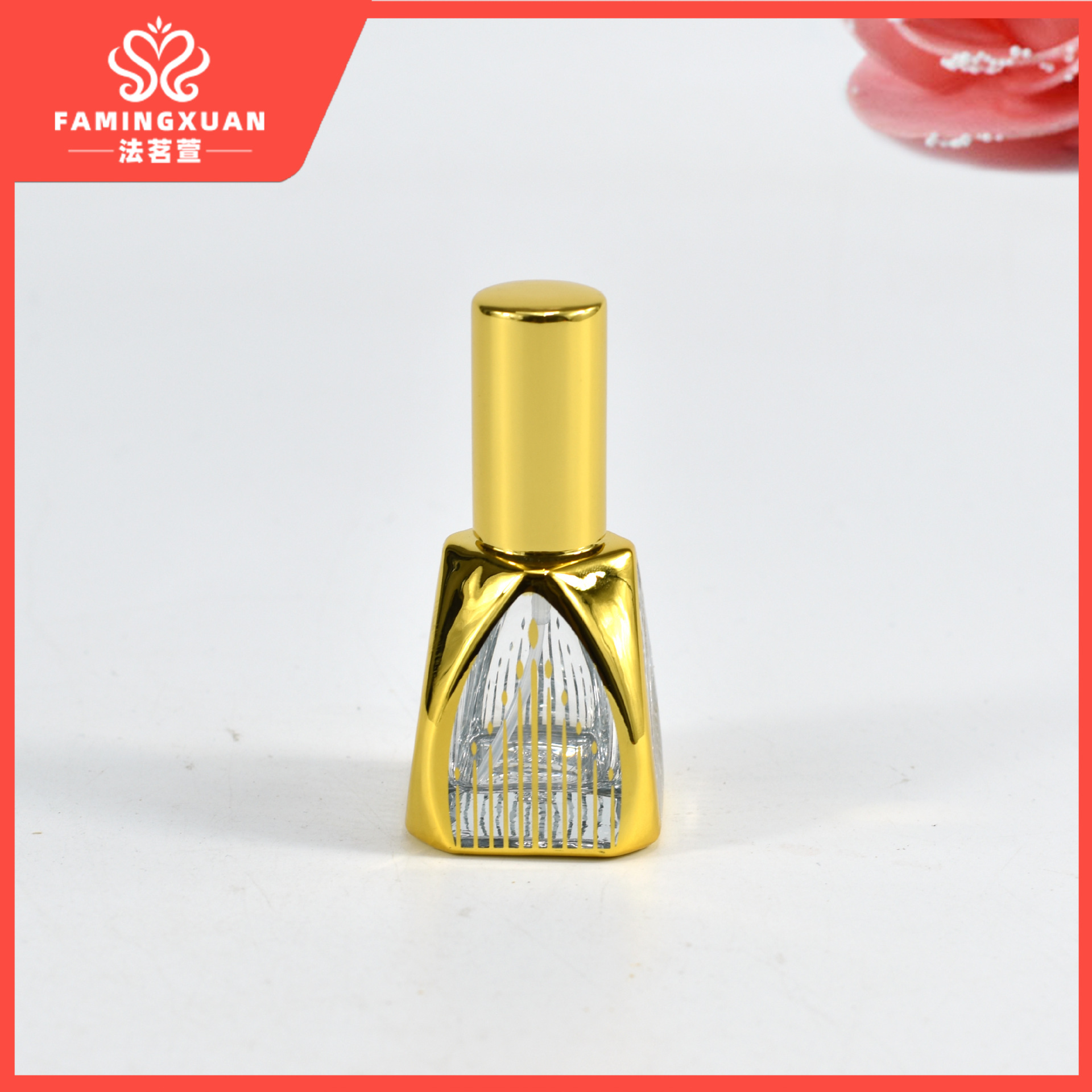 Botella de Perfume Recargable Fa Mingxuan, Botella Vacía para Perfume al por Mayor, Botella de Perfume Vacía de Vidrio con Pulverizador y Estampado Dorado de 12 ml