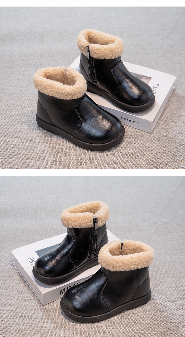 Botas de inverno para menina com forro de lã impermeáveis_voghion.com