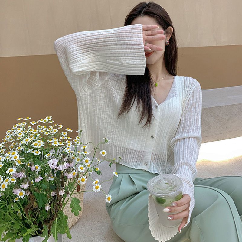 Fairy Short Shirt Knitted Cardigan Thin Spring and Summer New Sunscreen Air Conditioned Shirt Long Sleeve Short Top Women's Jacket