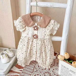 婴幼儿2025夏季新款时尚衣服连体衣韩版公主碎花短袖满月外出服