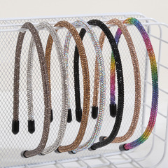 韓版細款超閃簡約發箍 小眾滿鑽頭箍彩色滿天星碎鑽頭箍頭飾批發