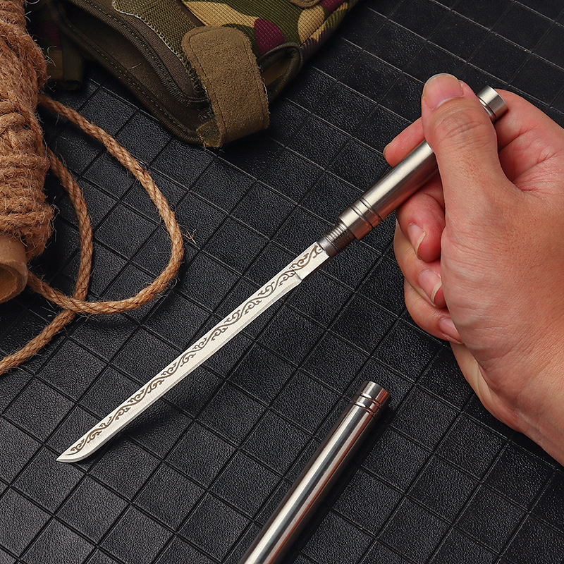 Tubercule mini cuchillo de acero inoxidable casero cuchillo de peeling de frutas camping cuchillo de té tipo palo portátil cuchillo recto creativo
