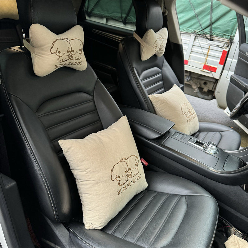 Car Pillow, Lumbar Support, Four-Piece Set, Seat Pillow, Neck Pillow, Back Cushion, Car Accessories, Cute Cartoon Design