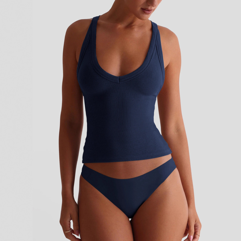 2025 Cross-Border Summer Y2K Sexy Hottie Backless Knitted Tank Top in Solid Color, Slimming Inner Wear with Unique Camisole Top