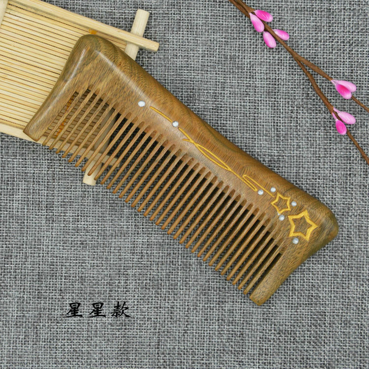 緑檀木櫛伝統工芸描金金実用櫛家庭用旅行静電彫刻ロゴ加工卸売り|undefined