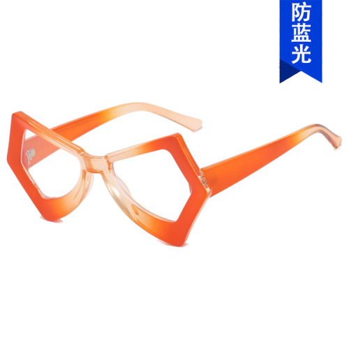 Cross-border retro personalized glasses frame anti-blue light butterfly-shaped flat mirror for women large frame irregular plain European and American glasses frame