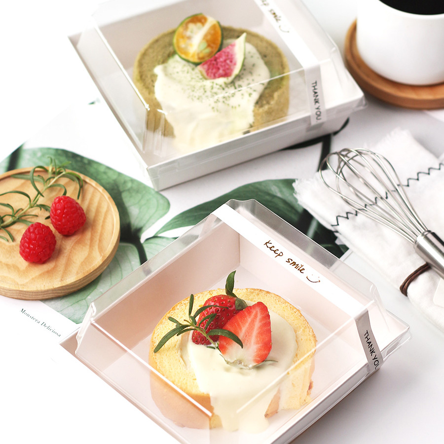 Net Celebrity Cake Roll Packaging Box Square Transparent Tiramisu Baking West Point Sandwich Bread Packaging Box