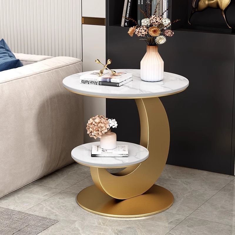 シンプルでモダンなスレートサイドテーブルリビングルームバルコニー二層小さなラウンドテーブルクリエイティブハイエンドソファサイドテーブル小さなコーヒーテーブル|undefined