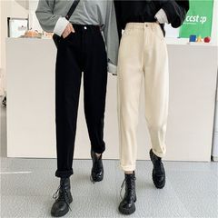 时尚牛仔裤女2025年新款秋冬显高显瘦高腰宽松哈伦萝卜百搭裤子潮