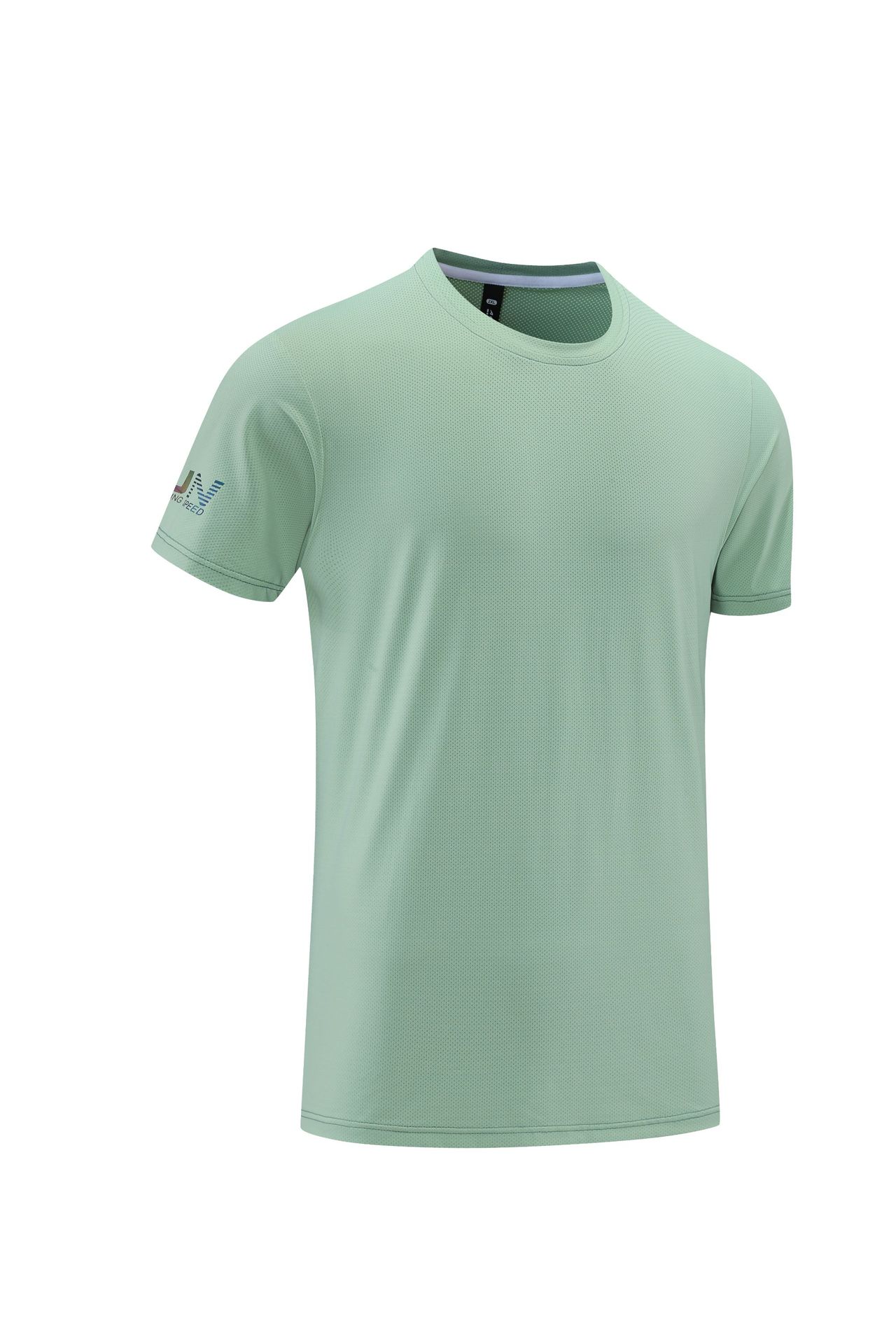 Nylon deportes casual de manga corta impresa de los hombres y las mujeres de cuello redondo de hielo de secado rápido camiseta de color sólido europeo y americano superior