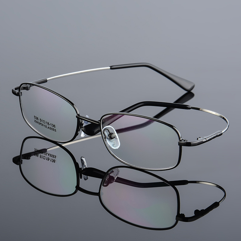 Full-Frame Metal Memory Frame Titanium Eyeglass Frame, Nearsighted Glasses Frame, 036 Square Frame Memory Metal Eyeglass Frame