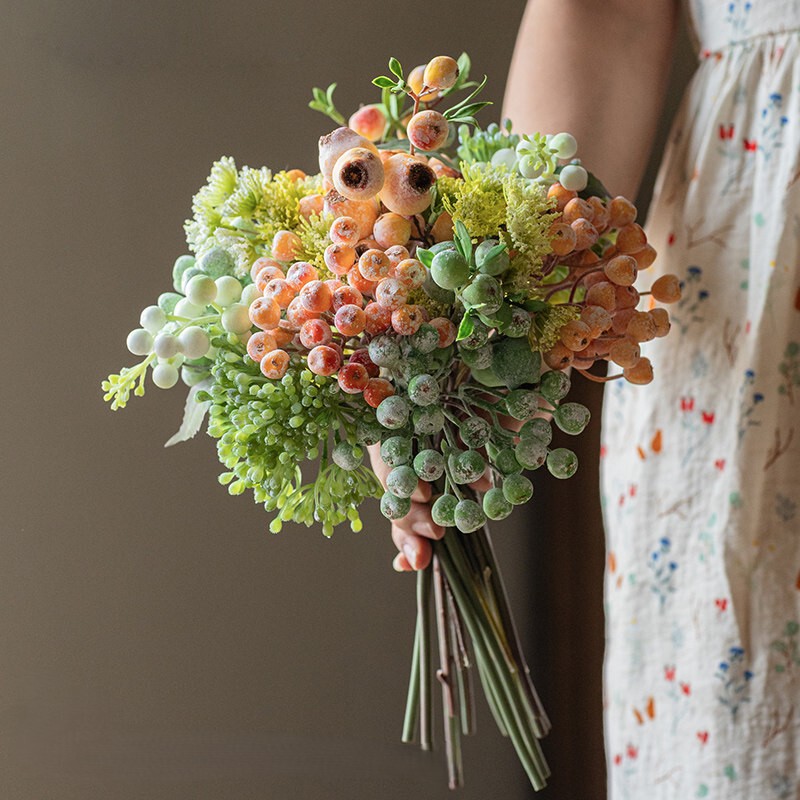 High-End Blueberry Berry Artificial Flower Bouquet Decoration for Living Room Interior Decoration Flower Set