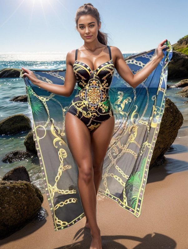 Costum de baie dintr-o singură piesă pentru femei, bikini cu bretele, croială slim fit, imprimat_voghion.com
