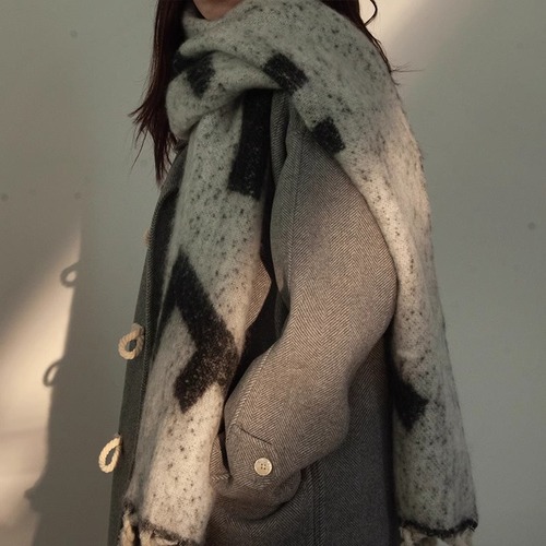 Mohair braided scarf for women Korean new winter shawl thickened high-end warm plush scarf trendy