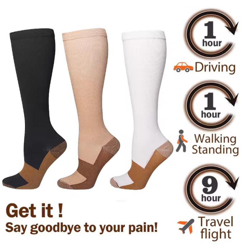 Cross-Border Popular Sports Compression Socks Women's Stockings Elastic Socks Copper Ion Compression Socks Outdoor Cycling Socks Wholesale
