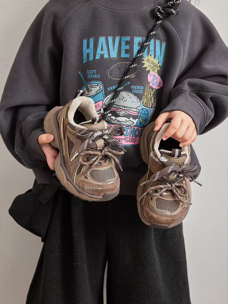 Boys' Fleece-lined Sneakers For Autumn And Winter Kids' Footwear_voghion.com