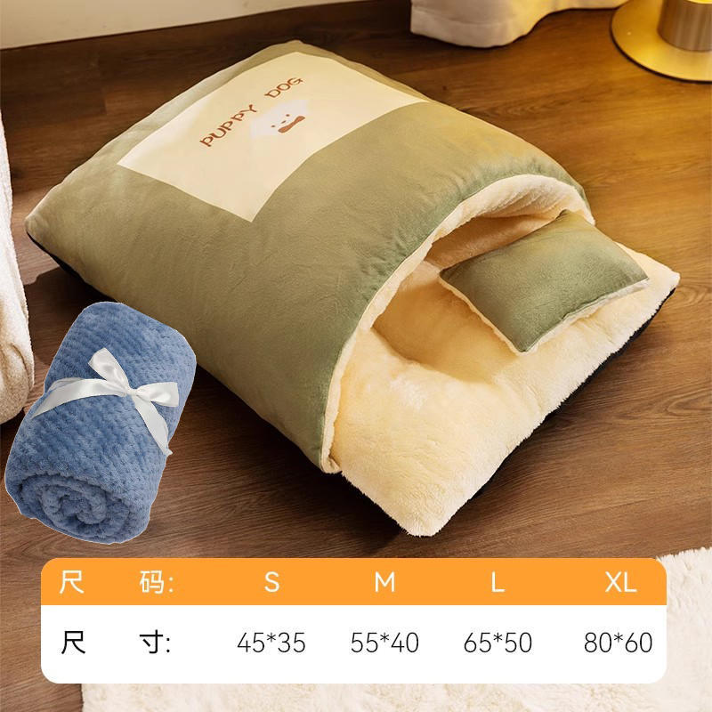 Plaid conejito otoño e invierno cálido gato engrosado saco de dormir gato nido perro cerrado perrera cama para mascotas estera