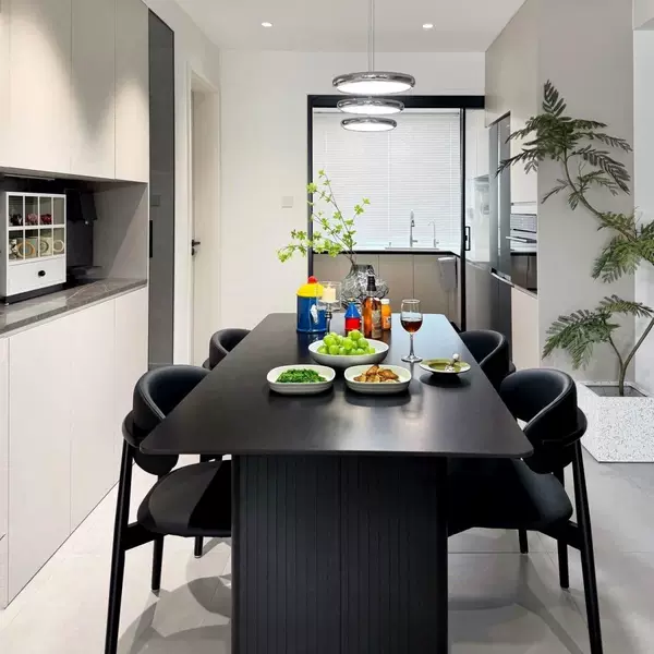 Modern Light Luxury Black Slate Dining Table and Chair Set, Small Apartment Simple Rectangular Table, Italian-Style Home Dining Table