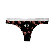 跨境3D数码印花丁字裤欧美外贸POD款性感透气低腰女式内裤短裤