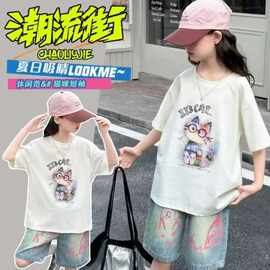 女童宝宝短袖t恤纯棉夏装新款洋气休闲印花中大童圆领上衣夏季潮