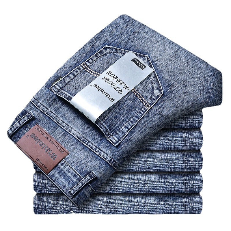 Neue Business-Herren-Jeans, lässig, gerade, Stretch, modisch, klassisch, blau, schwarz, Denim-Hose, männlich, Markenkleidung_voghion.com