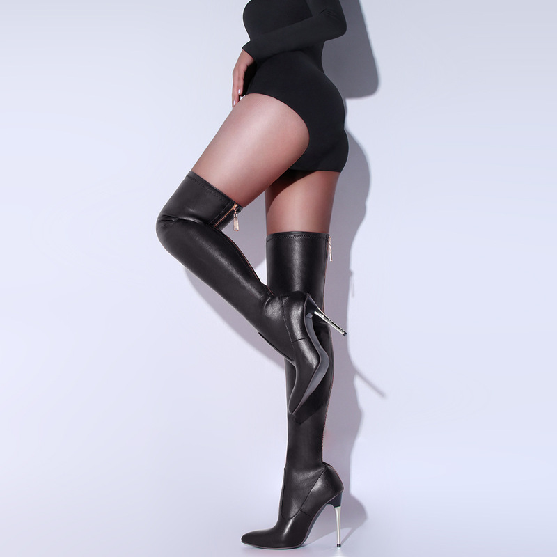 Cross-border Foreign Trade Four Seasons Legs Over Knee Boots Rear Zipper Double Color Thin High Heel Women's Sexy Fashion Boots Cross-border Foreign Trade Four Seasons Legs Over Knee Boots Rear Zipper Double Color Thin High Heel Women's Sexy Fashion Boots