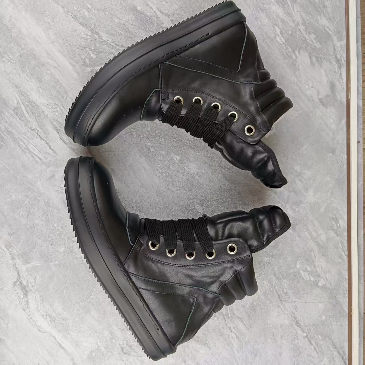 Hohe Herren-Martin-Stiefel im europäischen/amerikanischen Stil, echtes Leder, dicke Sohle, atmungsaktiv, abriebfest, lässige Schuhe mit Höhenverstärkung_voghion.com
