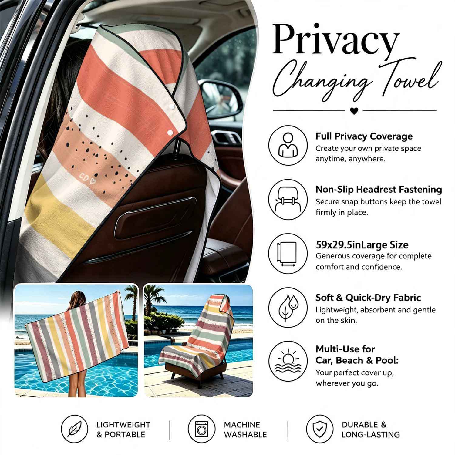 2-piece dual-use car seat cover, ultra-fine fiber, can be used as a beach towel, printed car protective seat cover 6