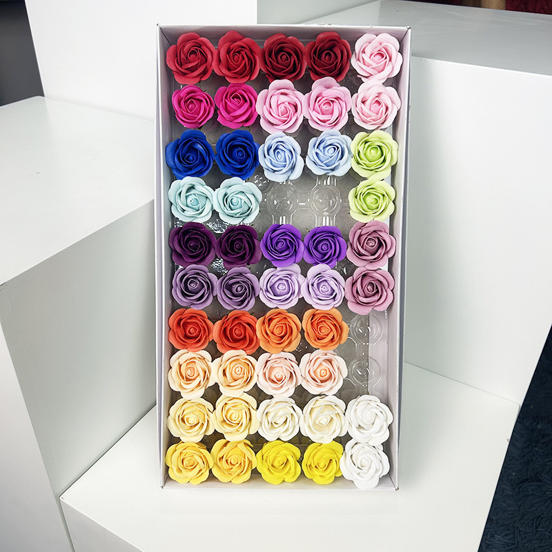 Thumb Flower Rose Soap Flower Head Handmade Floral Material Bouquet Semi-Finished Artificial Rose Soap Flower Wholesale