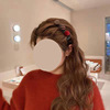 Hairgrip with pigtail, double-layer bangs, hairpins, Chanel style