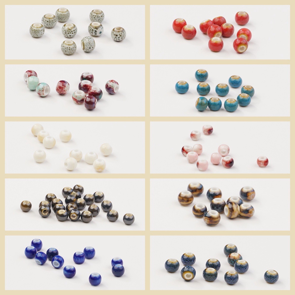 6mm圆珠花釉多彩散珠景德镇陶瓷项链手链串珠创意手工DIY材料批发