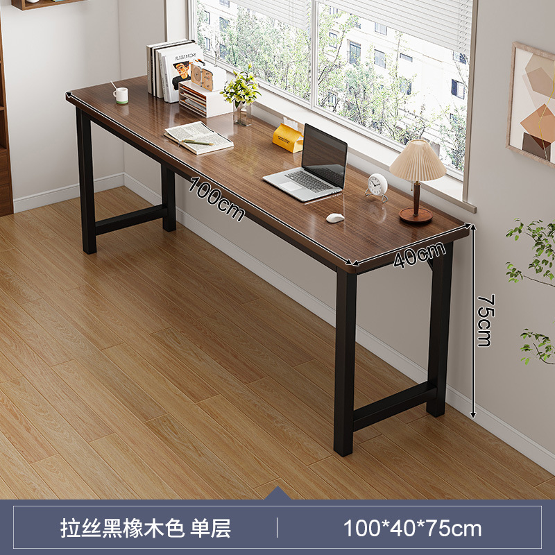 Escritorio doble largo para estudiantes, uso doméstico, estudio en dormitorio, escritura, apartamento de alquiler, escritorio rectangular para computadora, mesa estrecha para montar en la pared.