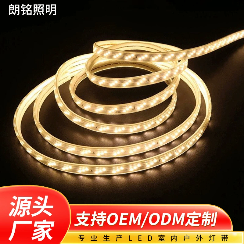 Силиконовая светодиодная лента для наружного освещения и декора дома, диагональная трехрядная 2835, высоковольтная 220В, гибкая световая лента для строительных площадок с высокой яркостью