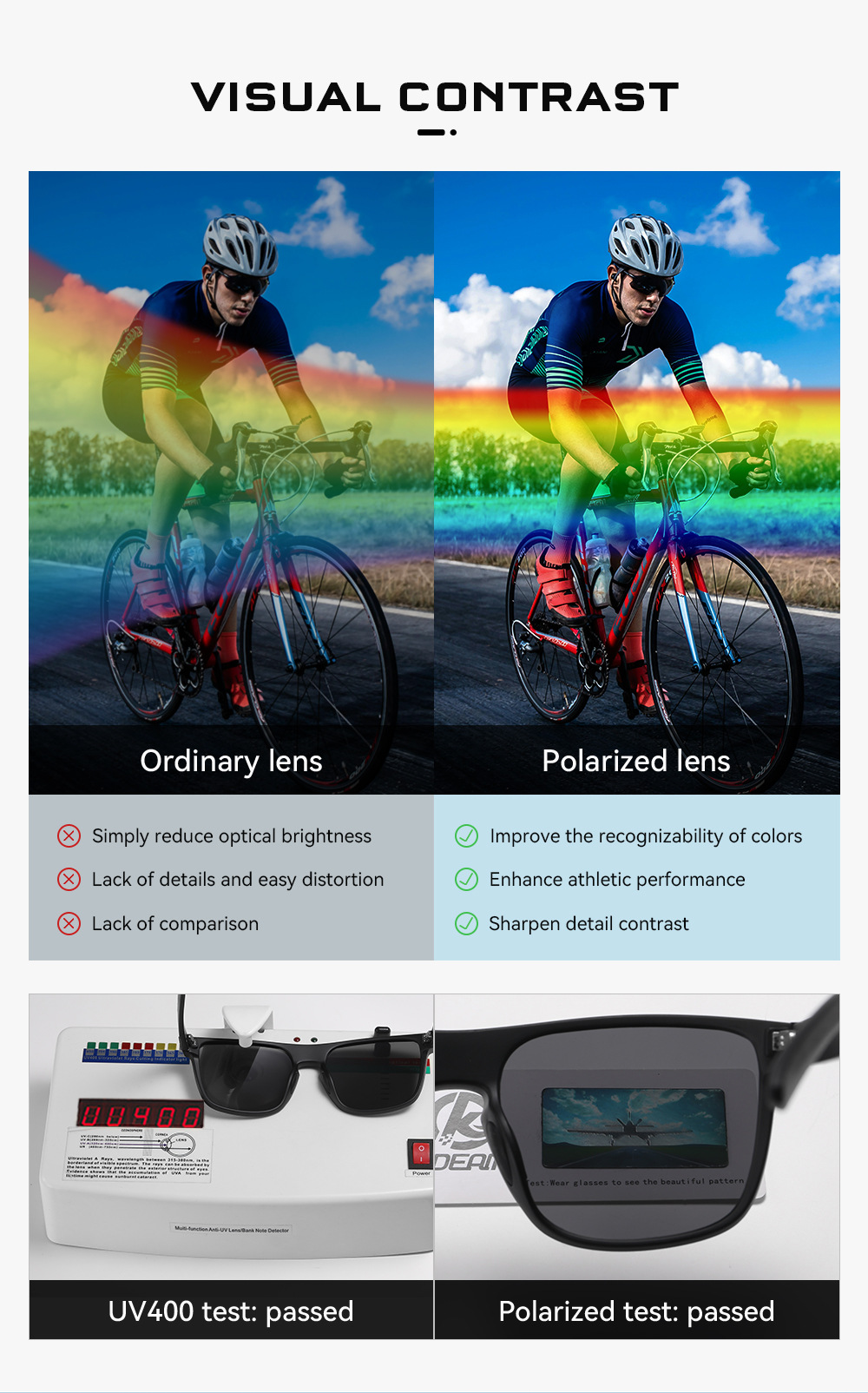 KDEAM große Sonnenbrille neu polarisiert einteilig Sportsonnenbrille winddicht Sonnenbrille Metallscharnier KD528-PLUS