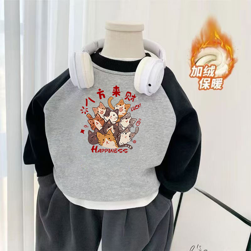 5783 라운드넥 스웨트셔츠(벨벳) 블랙 슬리브와 그레이 재킷