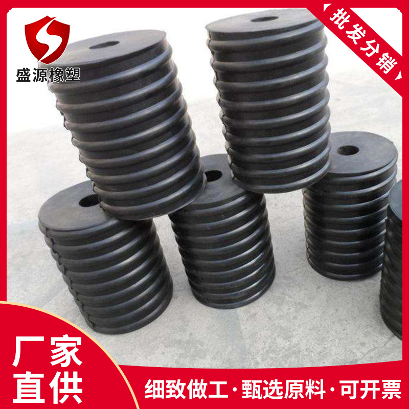 多规格橡胶弹簧 螺旋式复合弹簧橡胶块黑色减震胶块工业机械胶墩