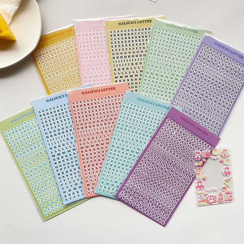 Korean version of ins Macaron series English letter stickers goo card decoration diy material simple goo card stationery stickers