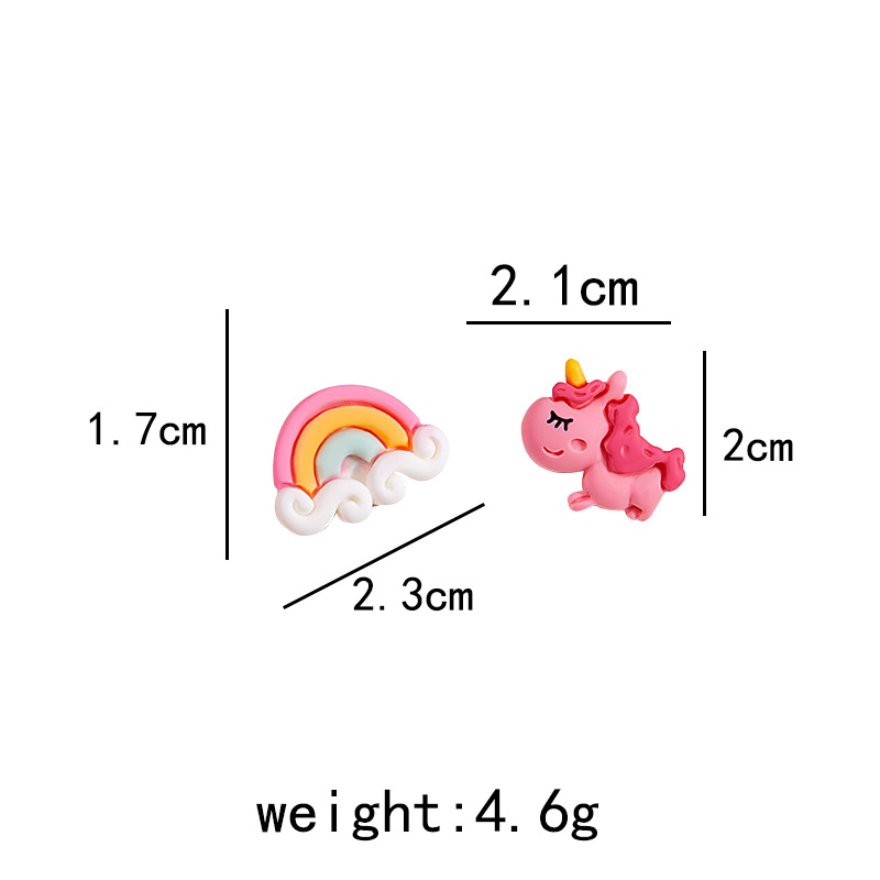 8g Weight Ear Studs Classification 1 Pair Cartoon Style Cute Animal Cartoon Asymmetrical Plating Alloy Ear Studs