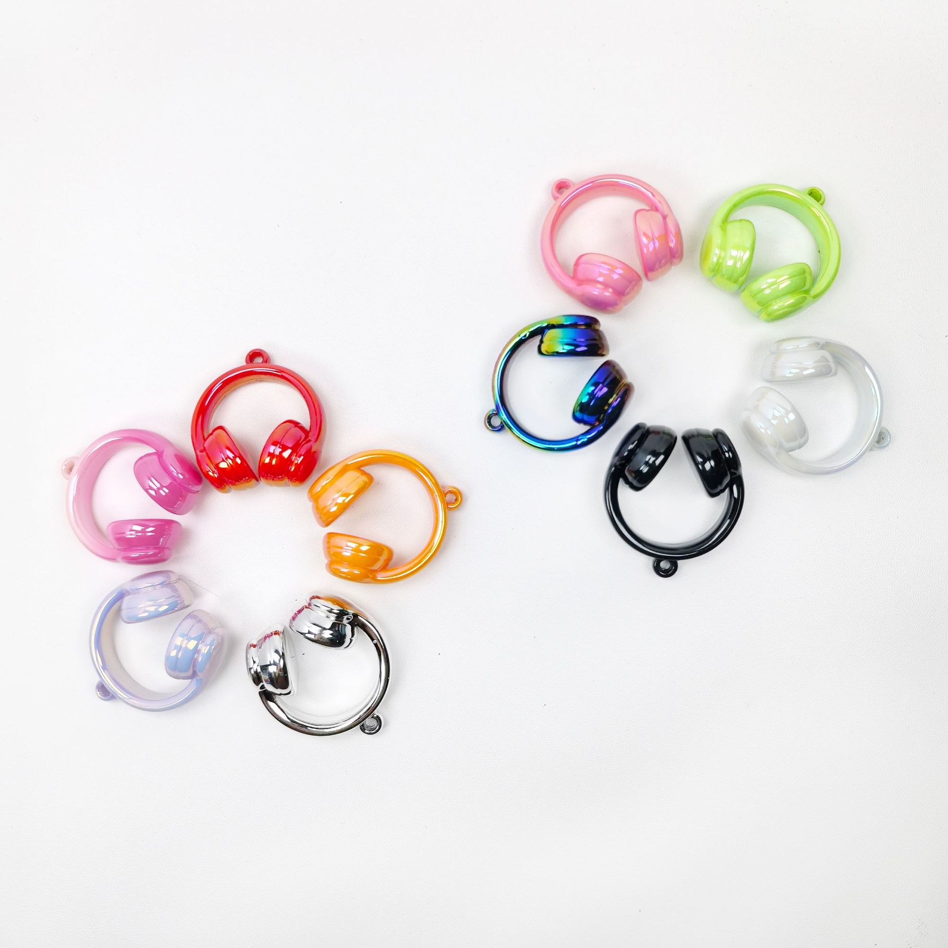 アクリルペイント 2 色グラデーションヘッドフォンビーズぶら下げ穴ビーズ diy 携帯電話チェーンペンダントネックレス素材ジュエリーアクセサリー