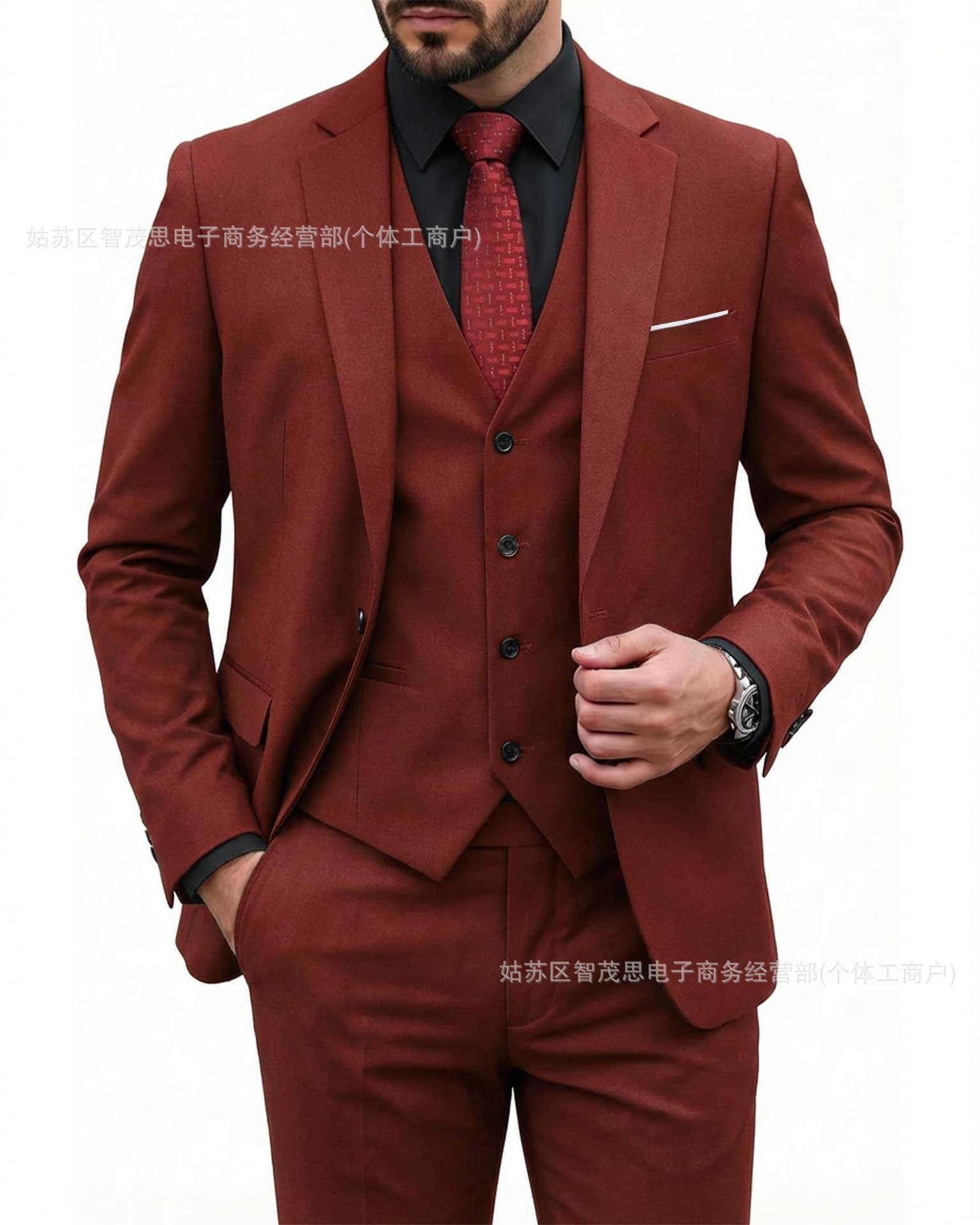 Dark red suit + vest + pants / XS